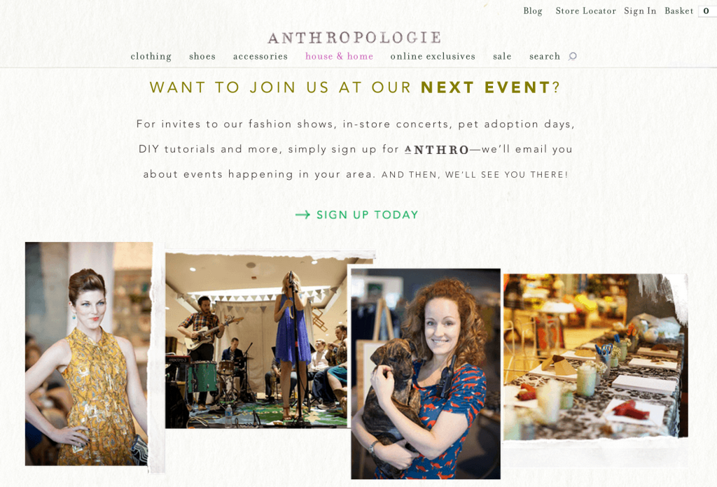 anthropologie in-store events