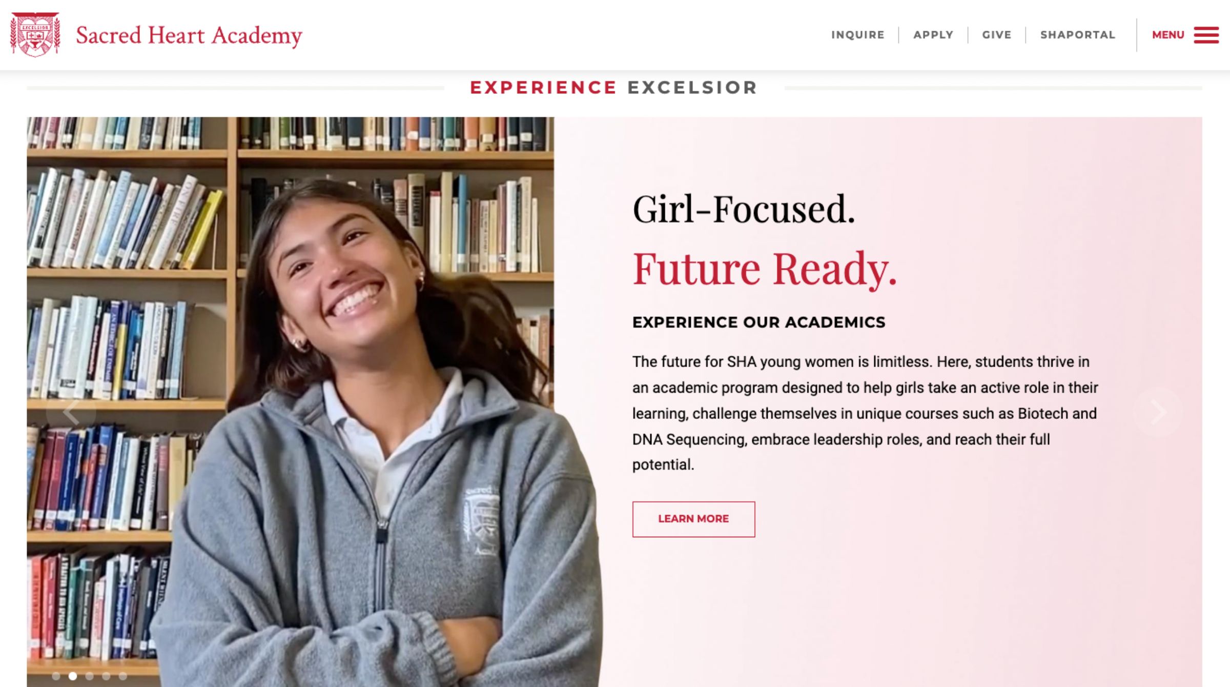 Sacred Heart Academy - website writing by Cursive Content